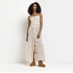River Island Women’s Cream‎ Broderie Maxi Dress NWT